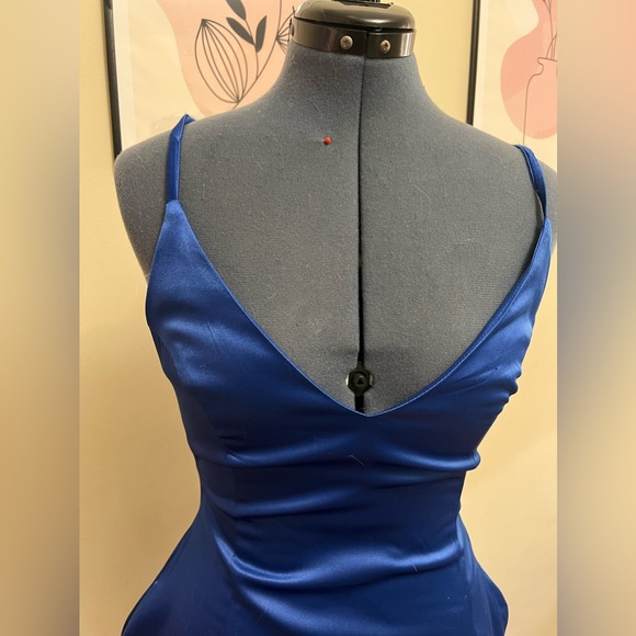 Plunge blue mini dress - Picture 1 of 2